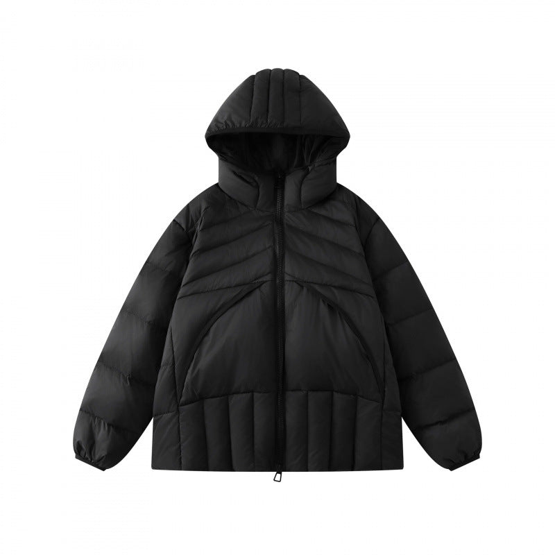 Unisex Short padded hoodie in boxy puffer style with geometric quilting Fashion Glam