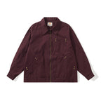 Unisex Boxy Canvas Worker Jacket with Front Zip and Stud Applications Fashion Glam