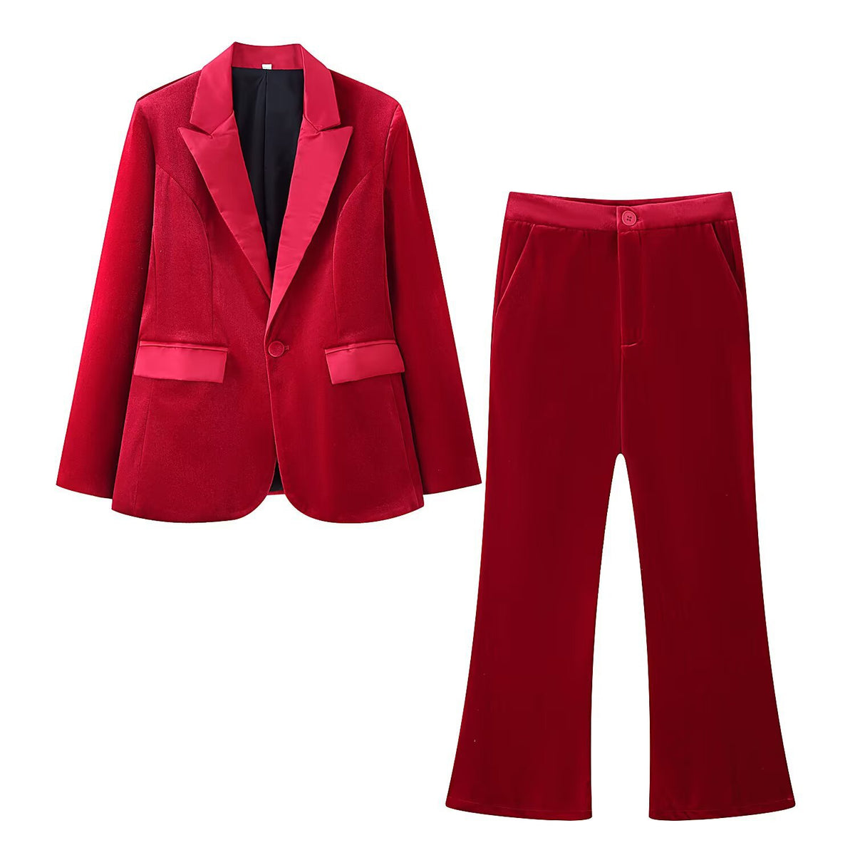 Women's Velvet Blazer with Satin Lapels and Tailored Darts Fashion Glam
