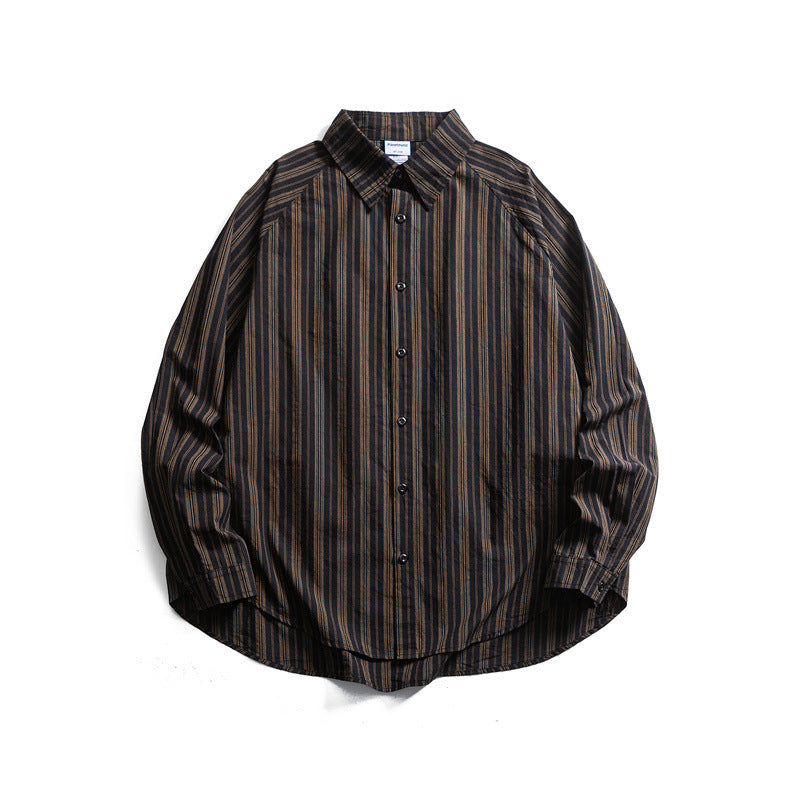 Unisex Oversize-Longline Shirt with vertical stripe pattern and rounded hem Fashion Glam