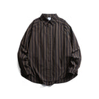 Unisex Oversize-Longline Shirt with vertical stripe pattern and rounded hem Fashion Glam