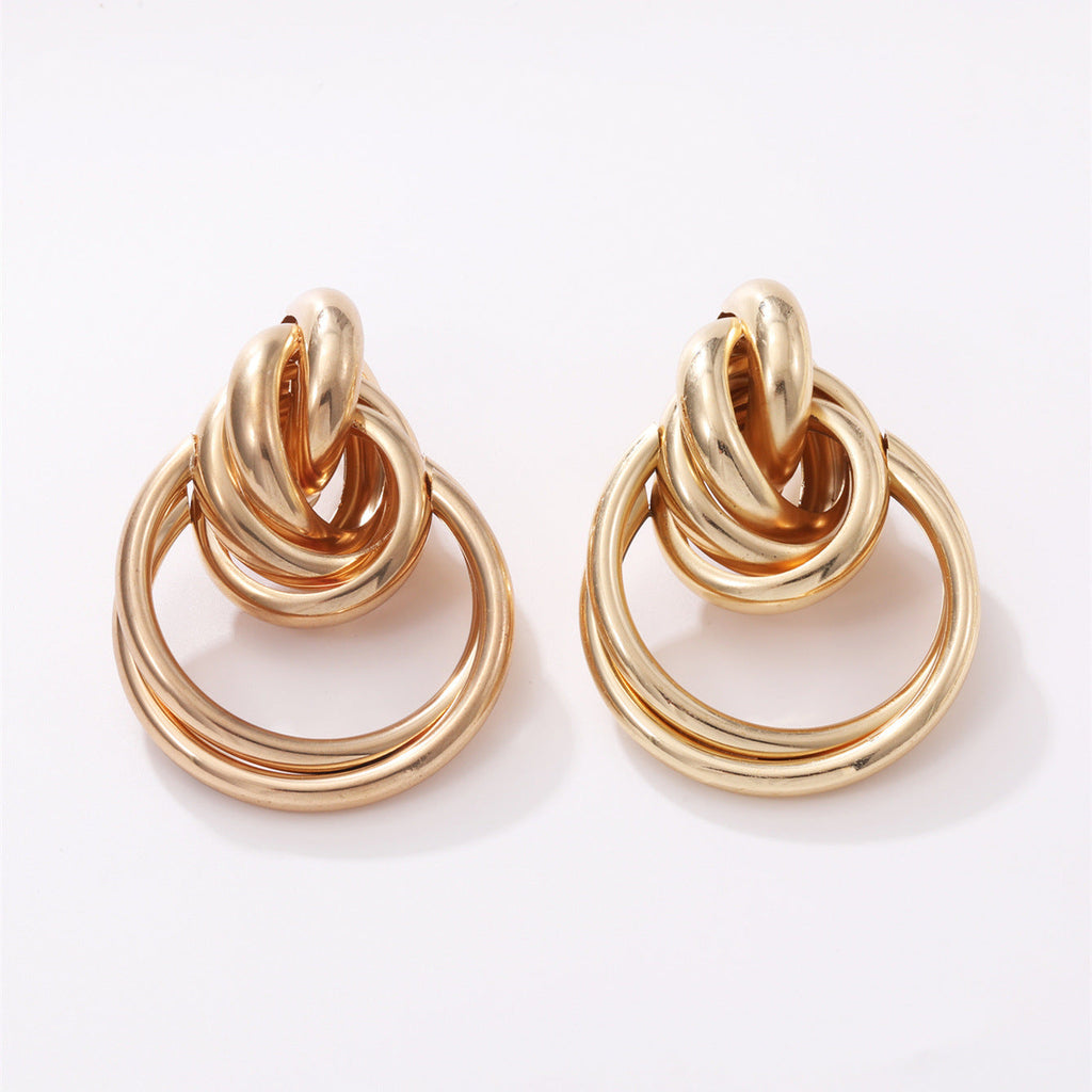 Women's Hanging Earrings with Elegant, Curved Ring Design Fashion Glam