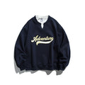 Unisex Oversize Sweatshirt with Layered Collar, Soft Fleece and Statement Print Fashion Glam