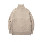 Unisex Boxy Zip Cardigan with Stand-up Collar, Cable Knit Sleeves and Ribbed Hems Fashion Glam