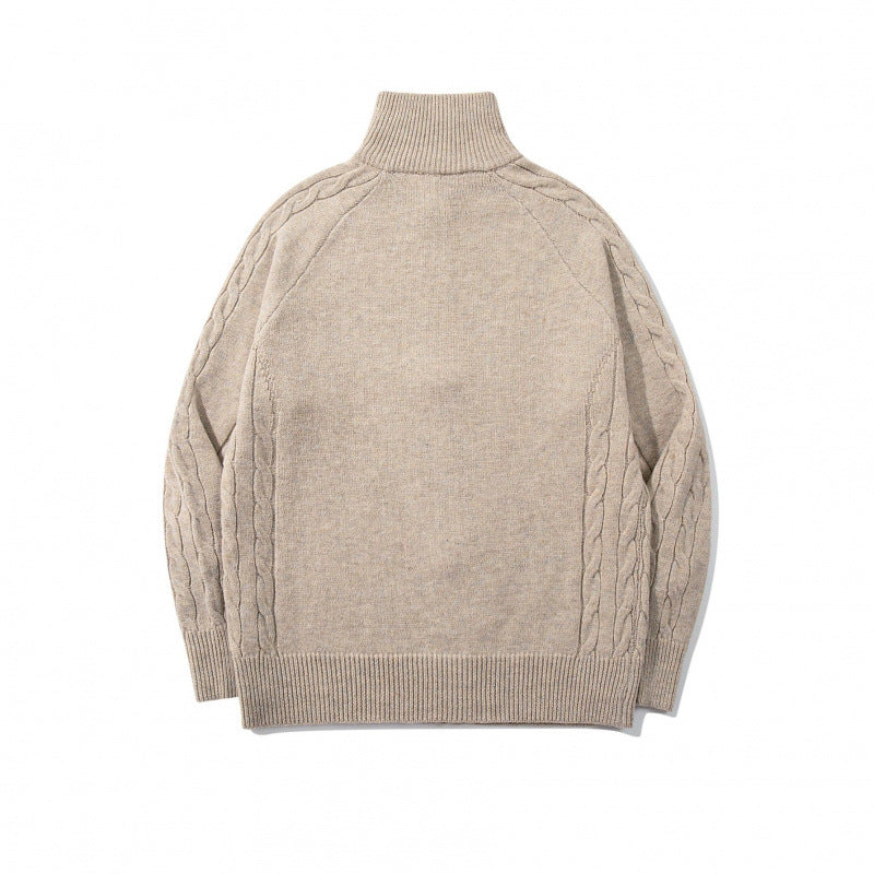 Unisex Boxy Zip Cardigan with Stand-up Collar, Cable Knit Sleeves and Ribbed Hems Fashion Glam