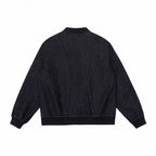 Unisex Oversize-Denim-Bomber Jacket with Ribbed Cuffs and Snap Button Placket Fashion Glam