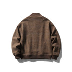 Unisex Boxy Knit Jacket in Bomber Style with Stand Collar and Button Placket Fashion Glam