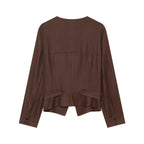 Women's Lightweight Asymmetrical Blouse Jacket with Diagonal Button Placket Fashion Glam