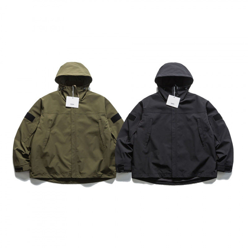 Unisex Oversize-Utility-Rain Jacket with Hood and Concealed Zipper Fashion Glam