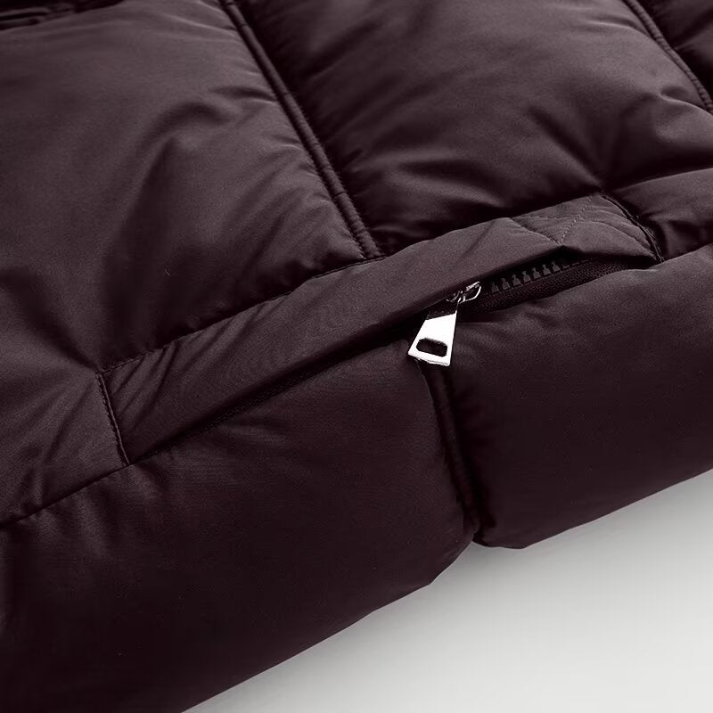 Women's Cropped Padded Jacket with High Hood, Drawstring and Ribbed Cuffs Fashion Glam