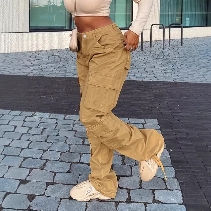 Women Cargo Pants in Relaxed Wide-Leg with Multiple Pockets and Reinforced Seams Fashion Glam