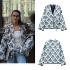 Women's quilted kimono wrap jacket with tie belt and oriental paisley pattern Fashion Glam