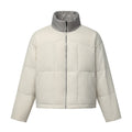 Unisex Boxy Puffer Jacket with Stand Collar in Contrast Design and Square Quilting Fashion Glam