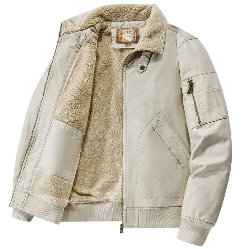 Men's teddy-lined pilot bomber jacket with sherpa lining and arm pocket Fashion Glam
