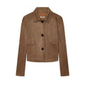 Women's short jacket in suede leather look with shirt collar and patch pockets Fashion Glam
