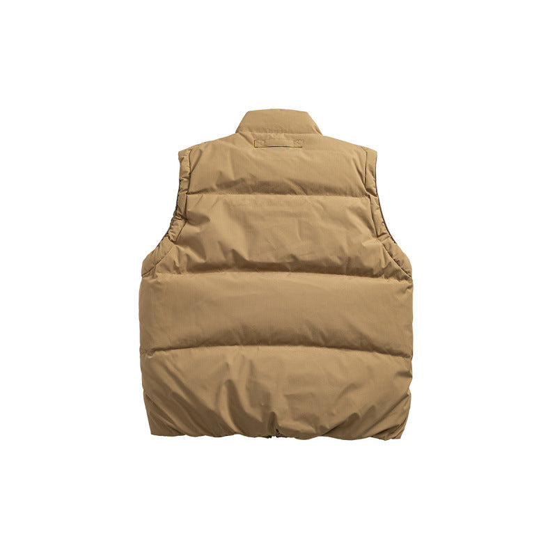 Unisex Padded Stand-Up Collar Vest with Two-Way Zipper and Drawstring Details Fashion Glam