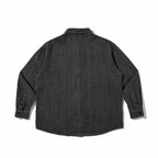 Unisex Boxy Denim Overshirt in Worker Look with Patch Pockets and Rounded Hem Fashion Glam