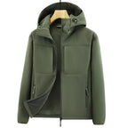 Men's Thermo Softshell Jacket with Sherpa Lining, Hood and Concealed Zipper Pockets Fashion Glam