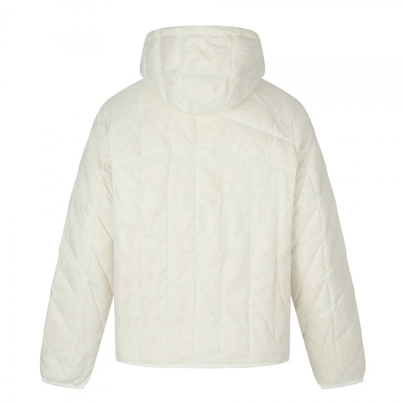 Unisex Short cut quilted hooded jacket with diagonal quilting and elastic hem Fashion Glam