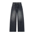 Women's High-Waisted Jeans with Wide Leg and Straight Cut Fashion Glam