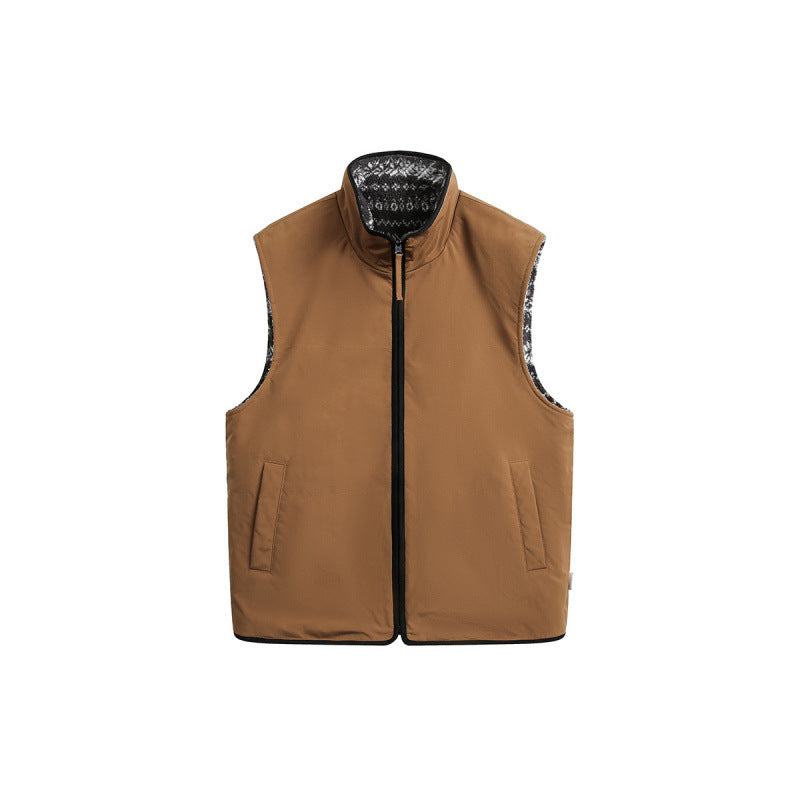 Unisex Padded Fleece Vest in Norwegian Design with Stand Collar and Two-Way Zipper Fashion Glam