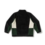 Unisex Boxy Cord Fleece Zip Jacket with Color Block Inserts and Stand Collar Fashion Glam