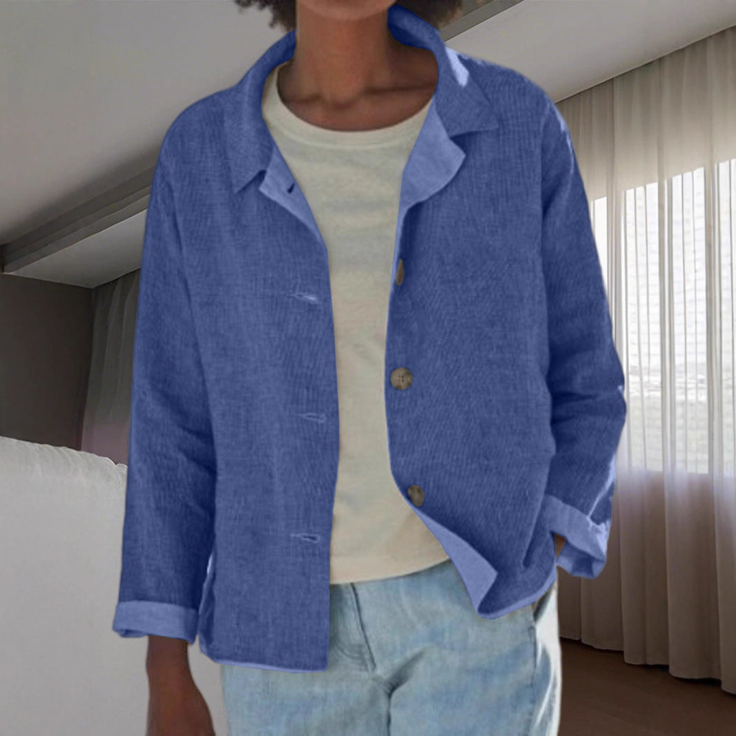 Women Lightweight and Casual Cotton Jacket with Buttoned Details Fashion Glam