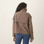 Women's Short Double-Breasted Wool Peacoat with Stand-Up Collar Fashion Glam