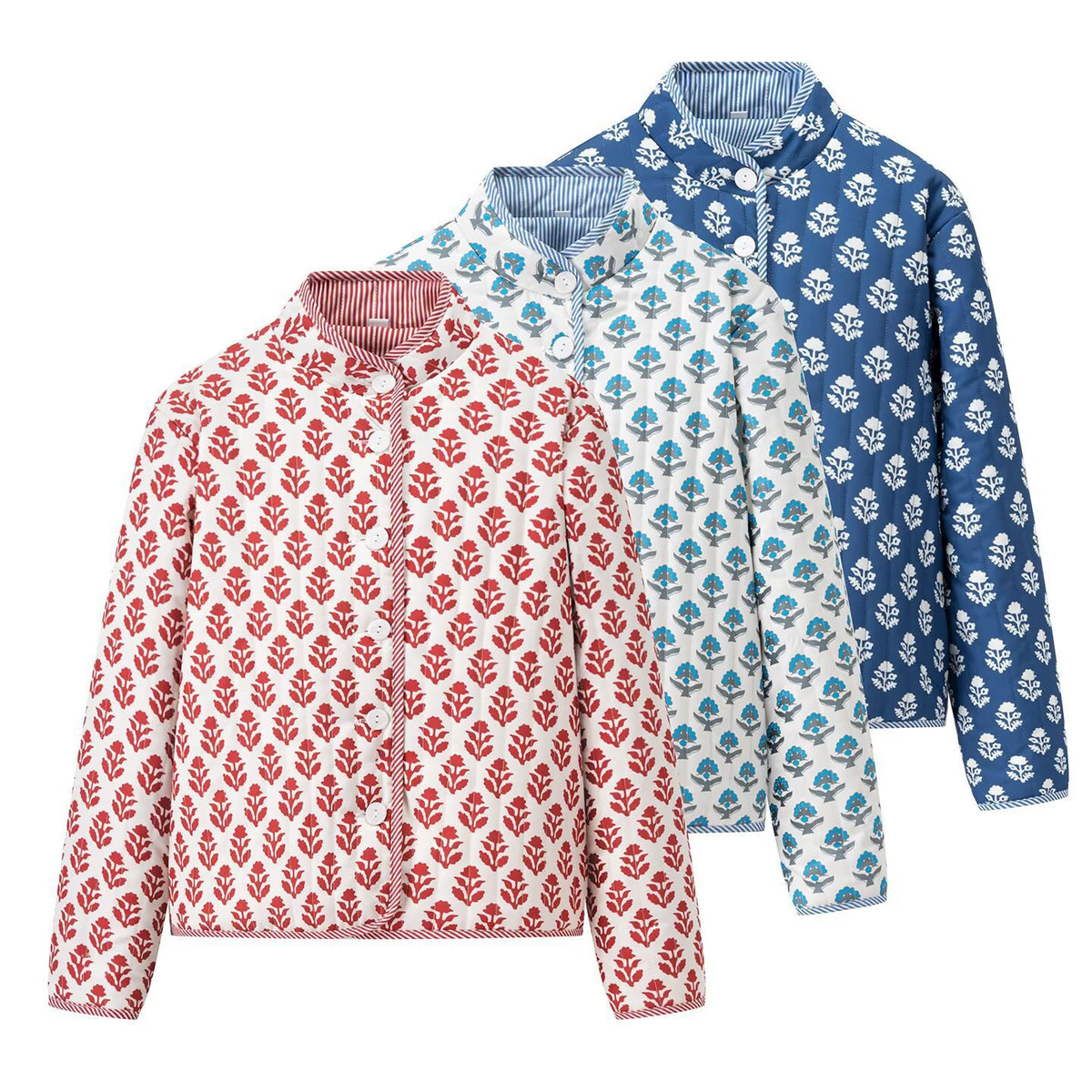 Women's Light Print Cotton Cardigan in Boxy Cut with Contrasting Cuffs Fashion Glam