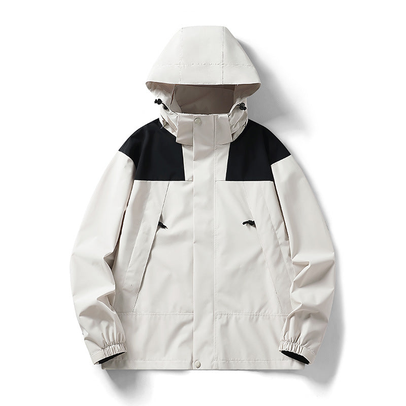 Men's two-tone lightweight softshell outdoor jacket with hood, wind and water-resistant membrane Fashion Glam
