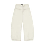 Women Wide Cropped Balloon Jeans with High Waist and Visible Contrast Stitching Fashion Glam