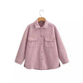 Women's Oversize Shirt Jacket in Shacket Look with Patch Chest Pockets Fashion Glam