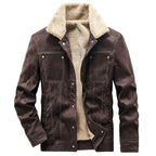 Men's Padded Trucker Jacket in Suede Look with Sherpa Collar Fashion Glam