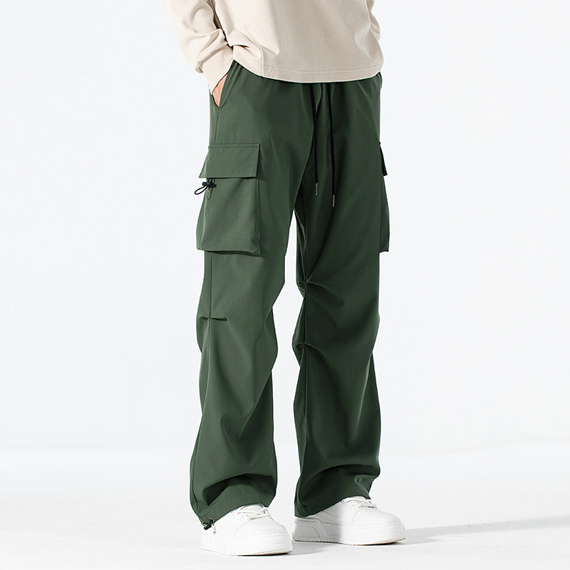 Men's Loose-Fitting Cargo Utility Pants with Drawstring Waist and Multiple Pockets Fashion Glam