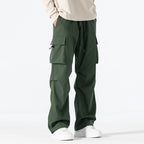 Men's Loose-Fitting Cargo Utility Pants with Drawstring Waist and Multiple Pockets Fashion Glam