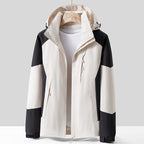 Unisex Breathable Softshell Outdoor Jacket in Colorblock Design with Adjustable Hood and Concealed Two-Way Zipper Fashion Glam