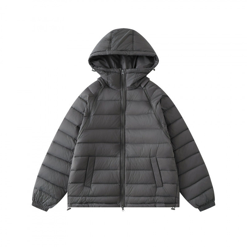 Unisex Lightly Padded Hooded Jacket with Two-Way Zipper and Adjustable Hem Fashion Glam