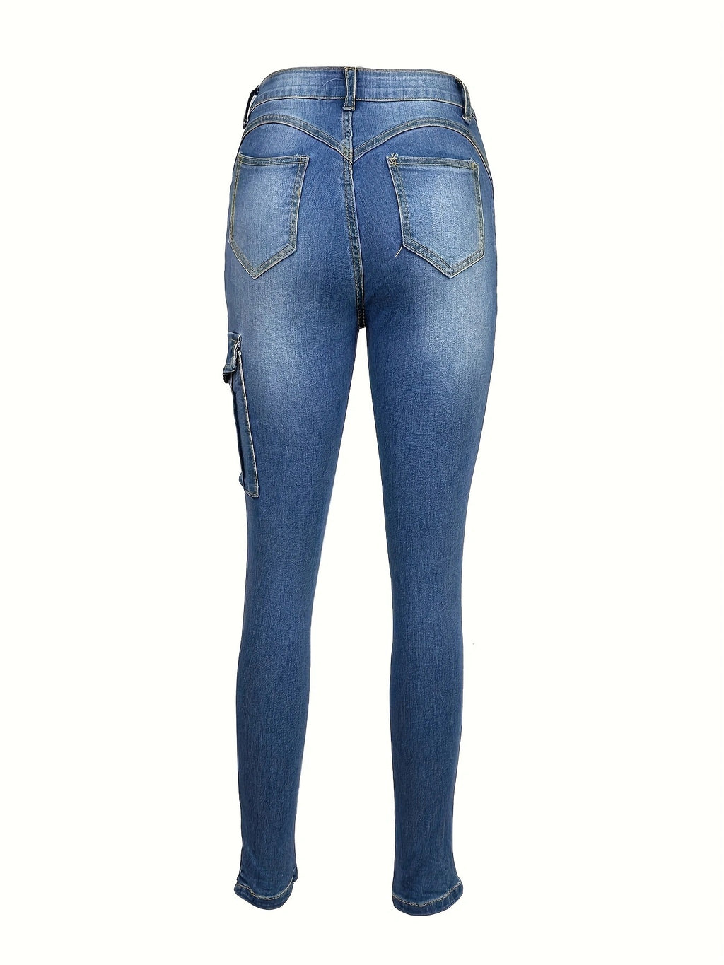Women's High-waisted Stretch Cargo Jeggings with Slim Fit and Side Cargo Pocket Fashion Glam