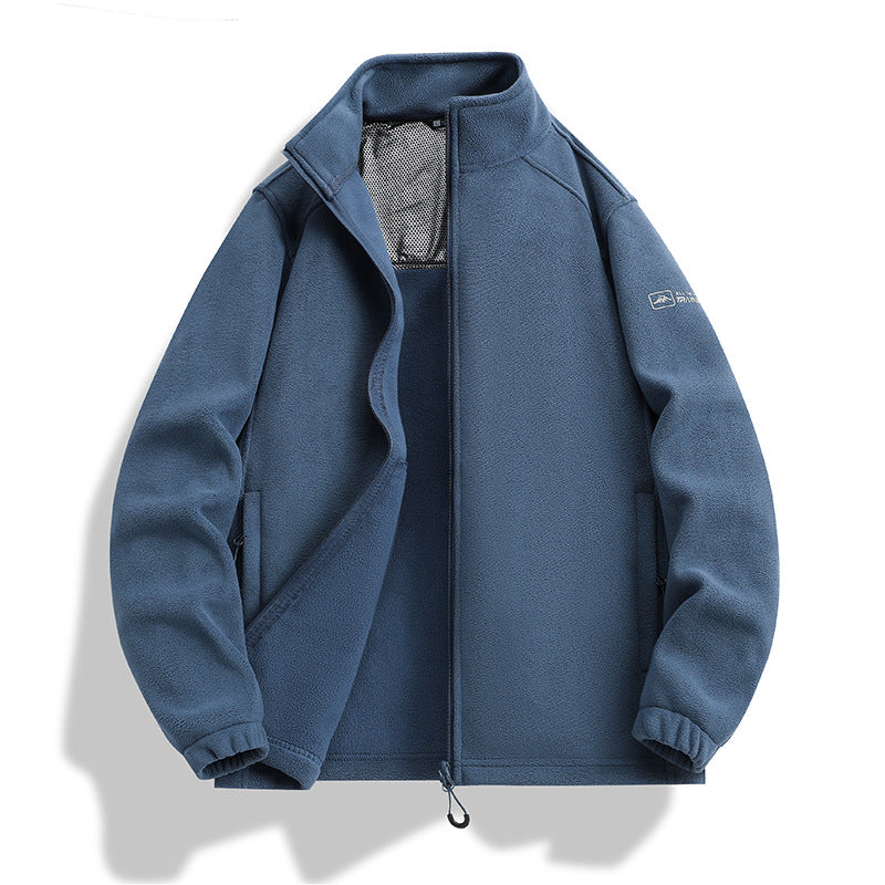 Men's fleece jacket with stand-up collar, wind-resistant microfleece and zippered pockets Fashion Glam