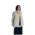 Ladies Sleeveless Teddy Faux Fur Vest with Dense High Pile and Stand-up Collar Fashion Glam