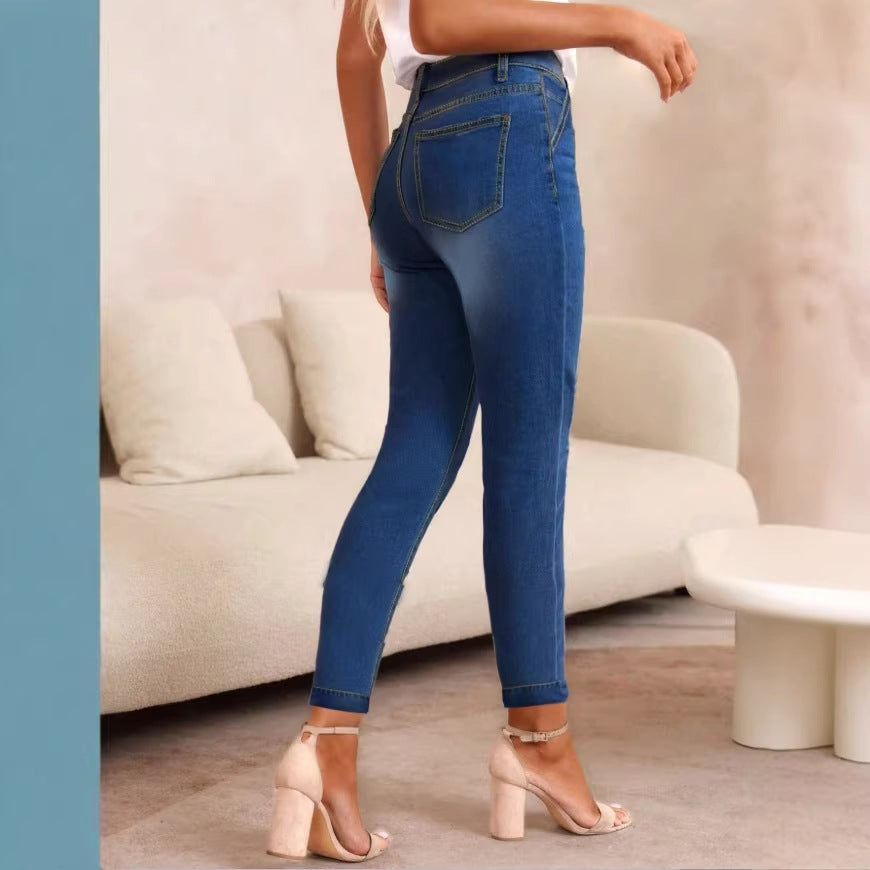 Women's High-Waist Skinny Jeans made of elastic Stretch Denim Fashion Glam
