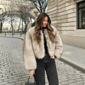 Women's Short Boxy Blouson made of dense high-pile faux fur with boxy silhouette Fashion Glam