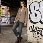 Women's Check Blazer in Modern Tailoring with Notch Lapel, Two-Button Closure and Lined Flap Pockets Fashion Glam