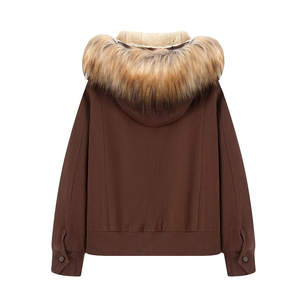 Women's Padded Bomber Jacket with Hood and Removable Faux Fur Collar Fashion Glam