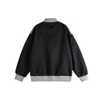 Unisex Short Cut Boxy Bomber Jacket in Sportline Style with Full Zip, Contrasting Stripe Sleeves and Ribbed Cuffs Fashion Glam