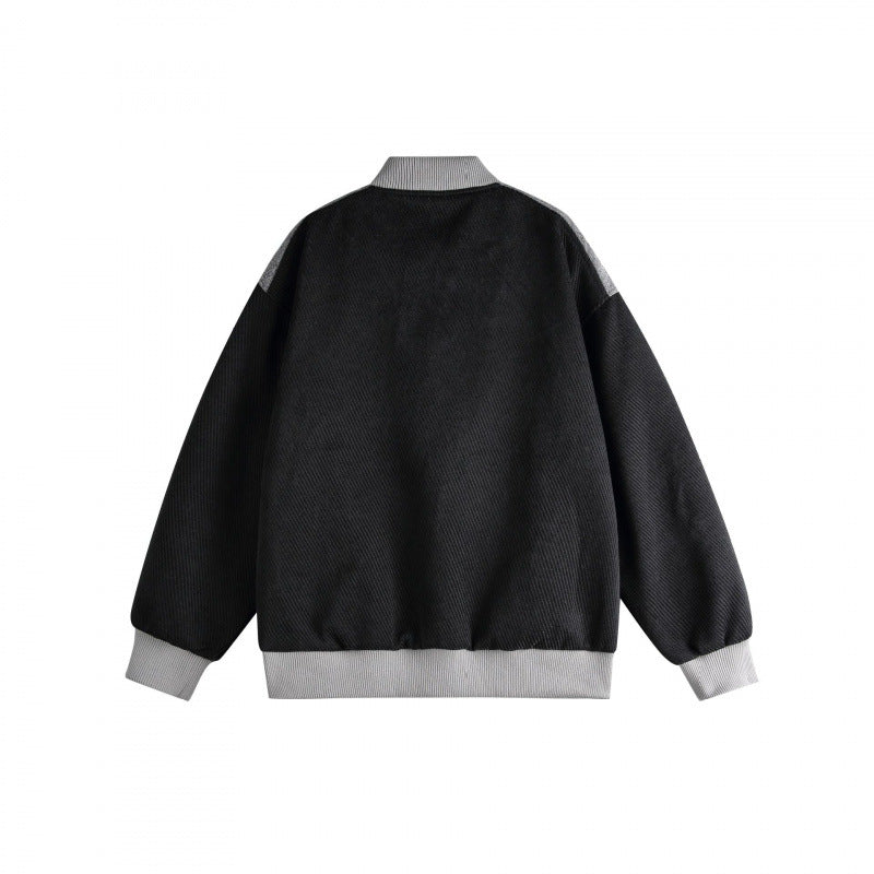 Unisex Short Cut Boxy Bomber Jacket in Sportline Style with Full Zip, Contrasting Stripe Sleeves and Ribbed Cuffs Fashion Glam