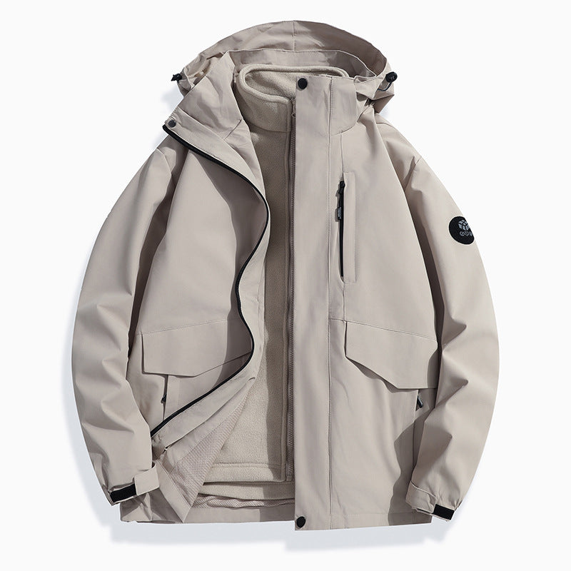 Men's Lightweight Softshell Rain Jacket with Detachable Fleece Lining, Sealed Seams and Multifunctional Pockets Fashion Glam