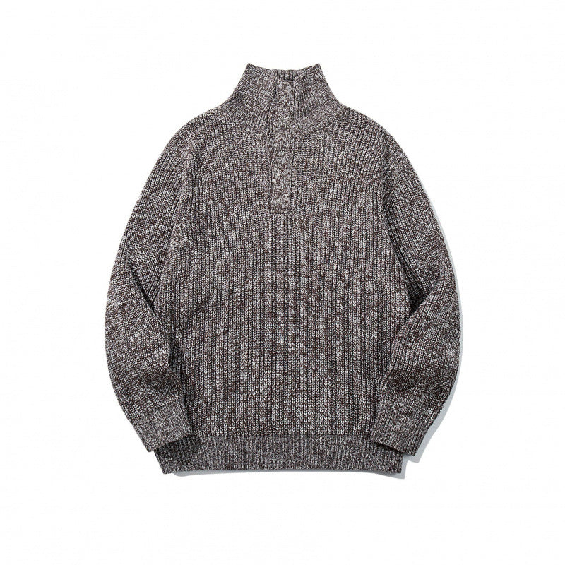 Unisex Thick Knitted Halfzip Sweater with Stand-Up Collar and Distinctive Ribbed Structure Fashion Glam