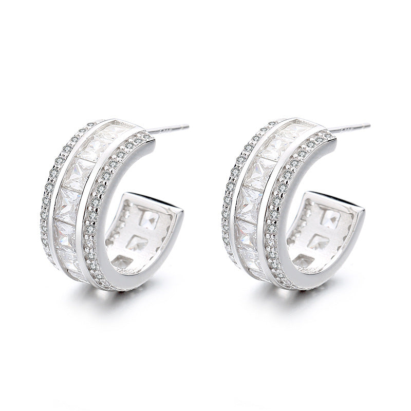 Women's stud earrings with elegant crystal and zirconia embellishment Fashion Glam