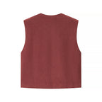 Ladies Embroidered Suede-Look Vest with Three-Dimensional Flower Appliqué Fashion Glam